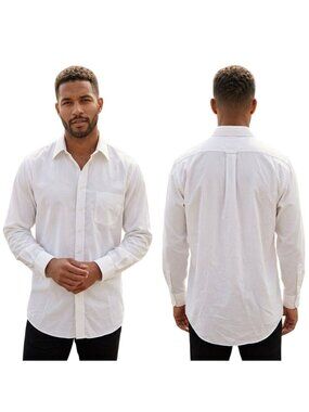 Stafford Essentials Men's 17 36/37 White Oxford Dress Shirt Long Sleeve 24" P2P